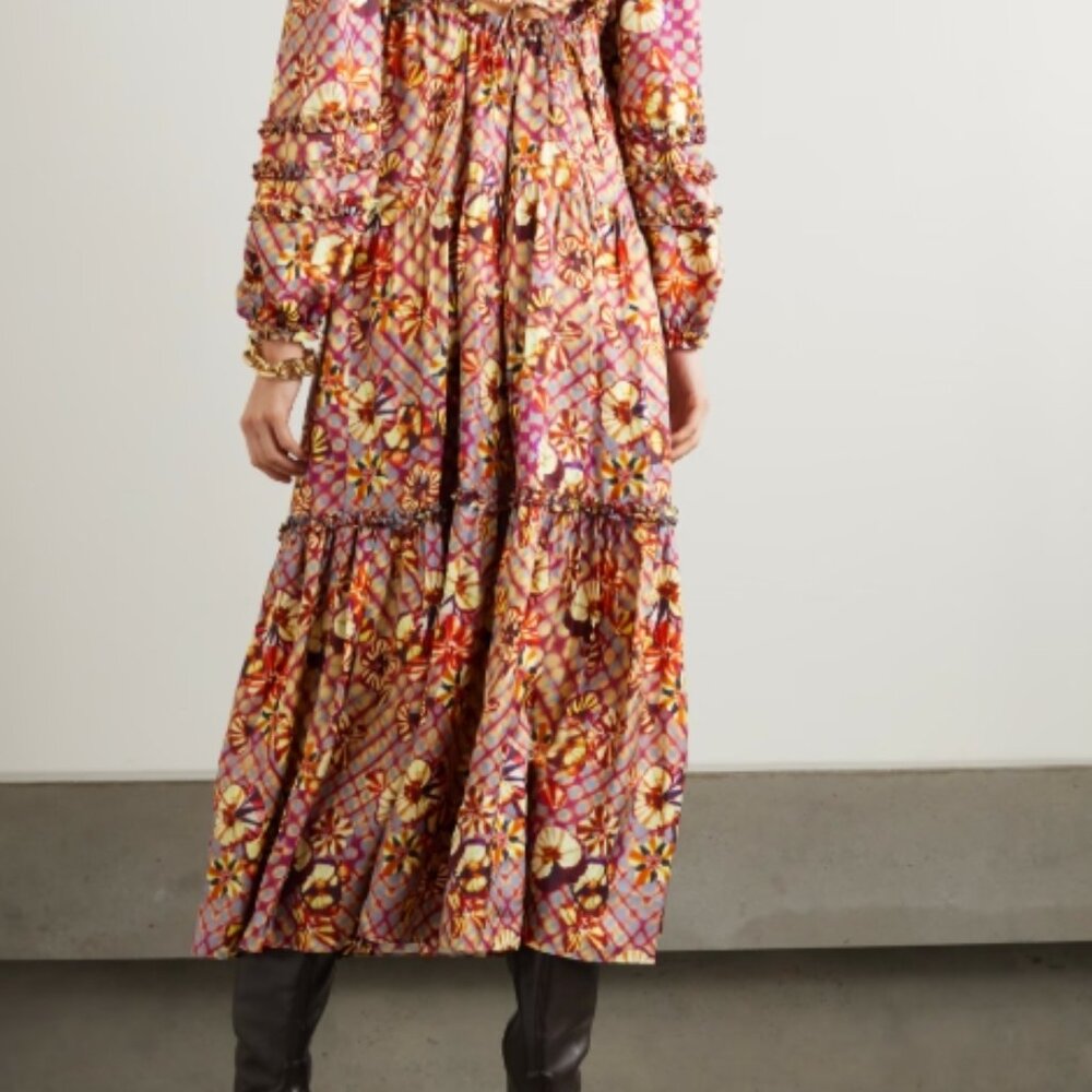 NWOT ULLA JOHNSON Anastasia Silk Twill Midi Gown Dress in Pansy XS $950 - Picture 7 of 16